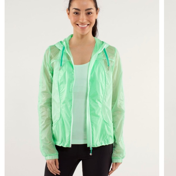 Lululemon Transparent Green Running Jacket with Hood Size 8 - Picture 10 of 15